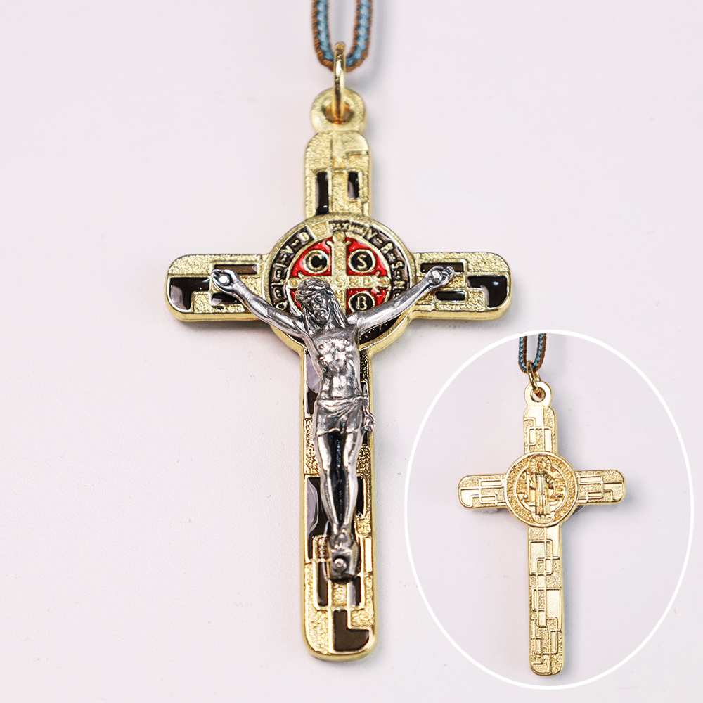 Taschenrosenkranz aus Olivenholz mit speziell angefertigter Benedikt-Medaille und Kruzifix - image 2