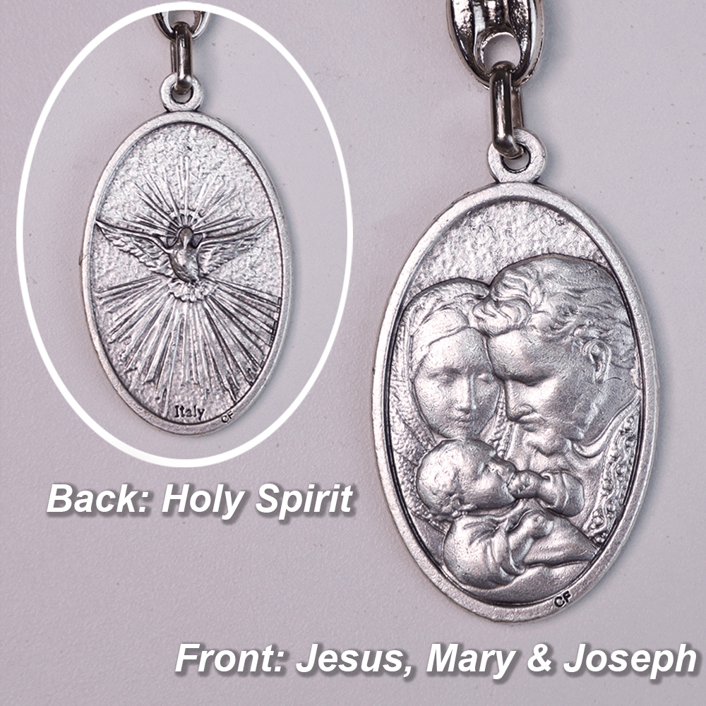 Maria Josef mit Jesuskind-Medaille & Dreifaltigkeitskreuz Olivenholz Taschenrosenkranz - image 3
