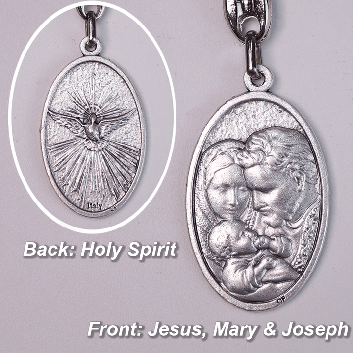 Maria Josef mit Jesuskind-Medaille & Dreifaltigkeitskreuz Olivenholz Taschenrosenkranz - image 3