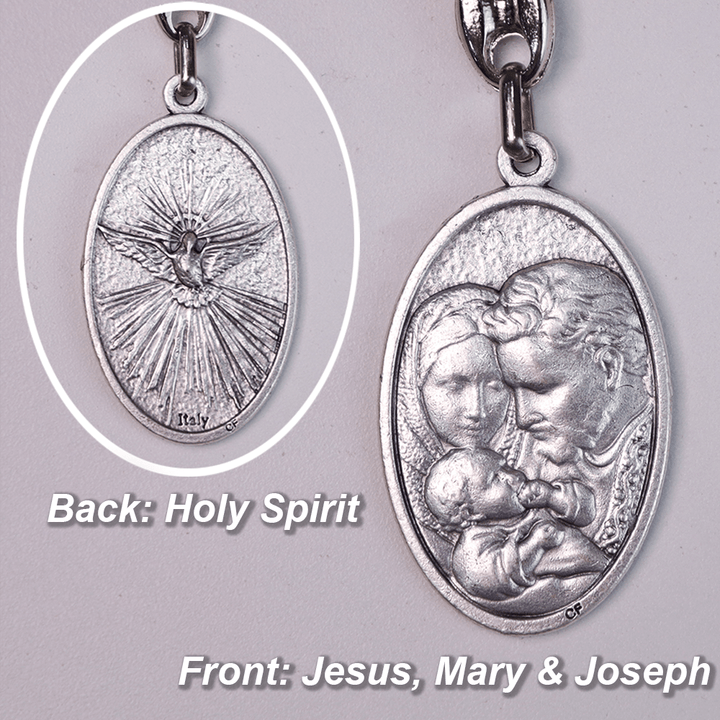 Maria Josef mit Jesuskind-Medaille & Dreifaltigkeitskreuz Olivenholz Taschenrosenkranz - image 2