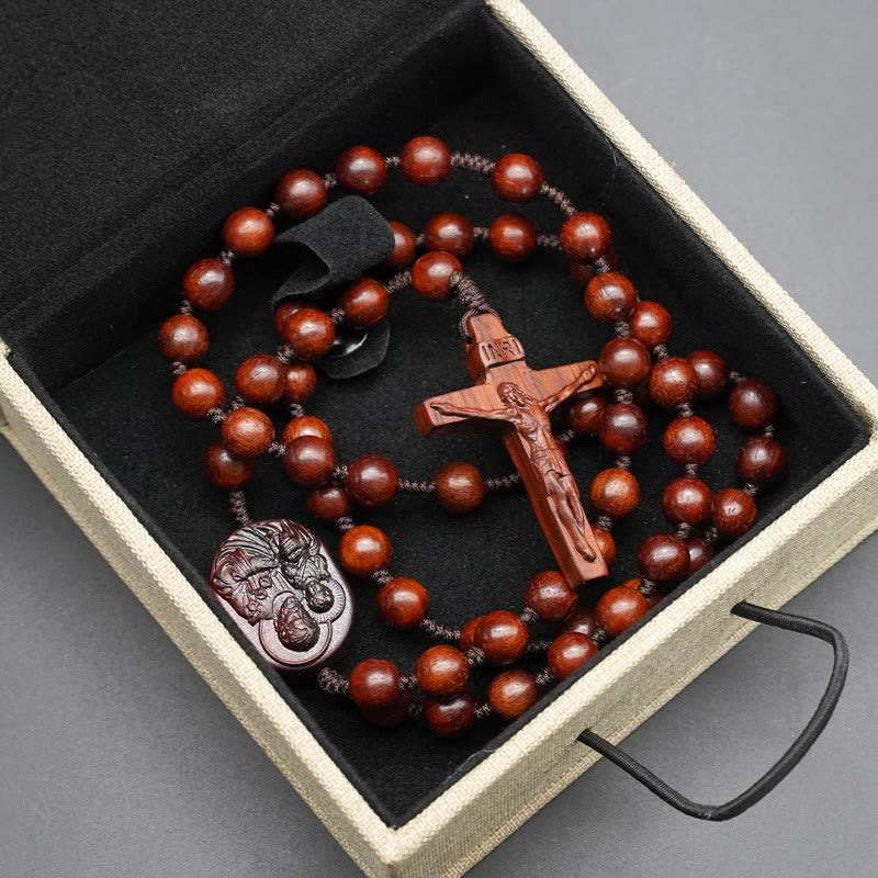 Christianartworkshop Olivenholzperlen Kruzifix Gebetsrosenkranz