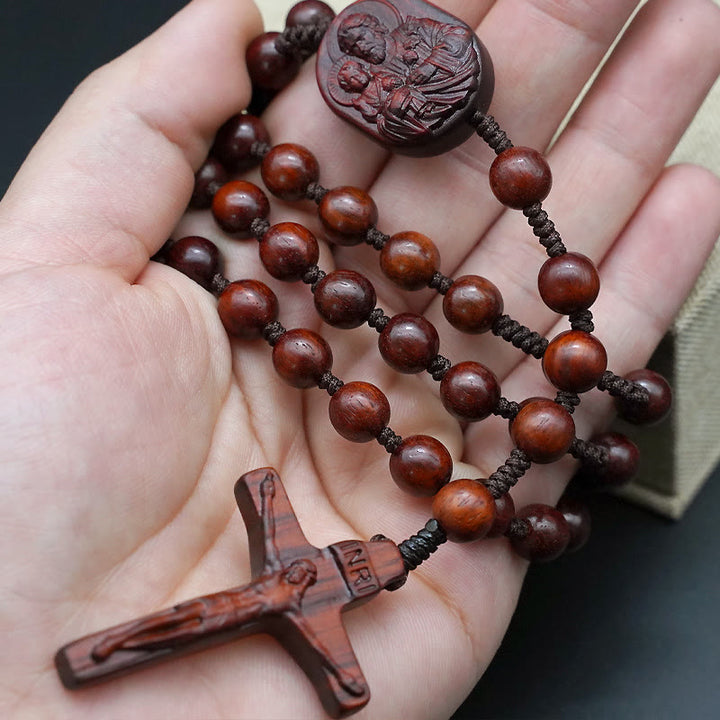 Christianartworkshop Olivenholzperlen Kruzifix Gebetsrosenkranz