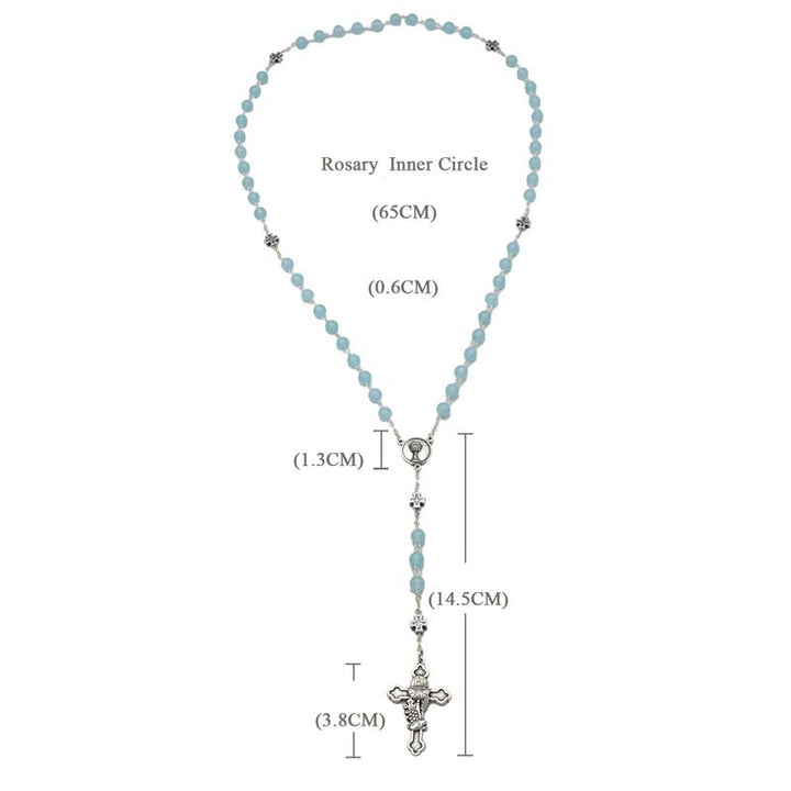 Christianartworkshop Segens-Rosenkranzkreuz aus hellblauem Chalcedon
