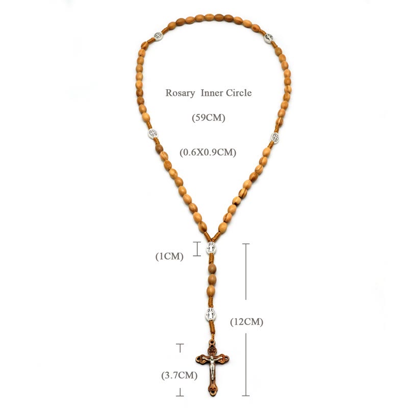 Christianartworkshop Handgefertigter Rosenkranz aus Olivenholzperlen mit einem Jahrzehnt Gebet