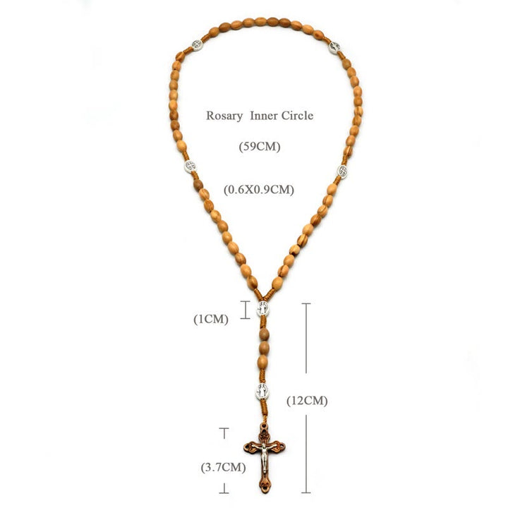 Christianartworkshop Handgefertigter Rosenkranz aus Olivenholzperlen mit einem Jahrzehnt Gebet
