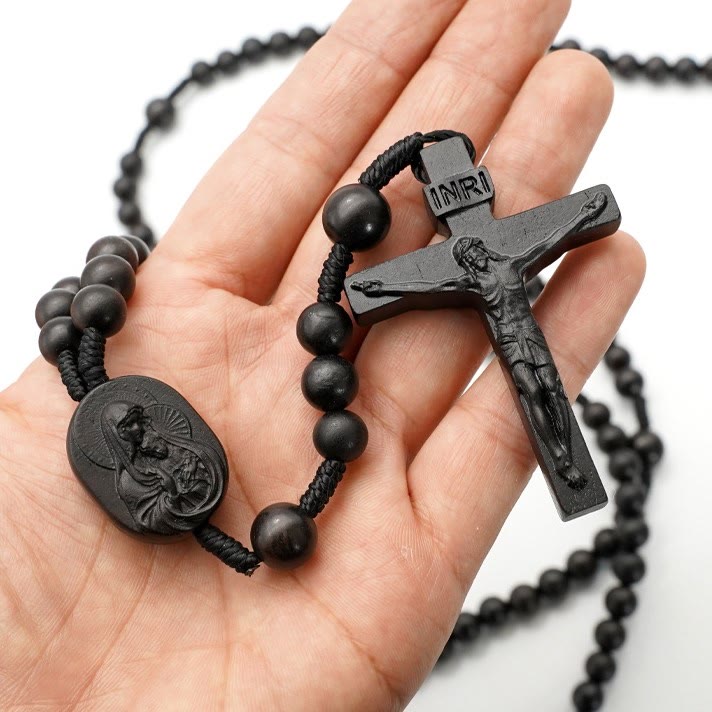Christianartworkshop Olivenholzperlen Fünfzehn Jahrzehnte Gebetsrosenkranz der Seligen - image 1