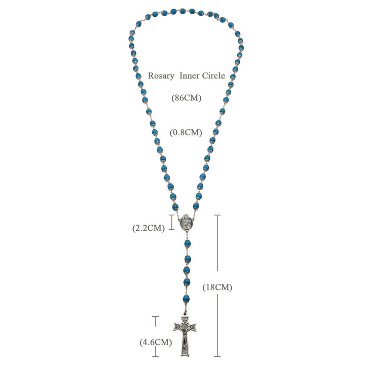 Christianartworkshop Blau-türkisfarbener Christus-Gebetsrosenkranz mit Maria- und Jesuskind-Medaille