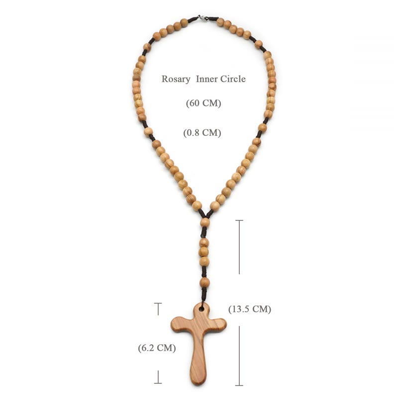 Christianartworkshop Handgefertigter Rosenkranz aus poliertem Olivenholz mit Kreuz fürs Auto - image 5