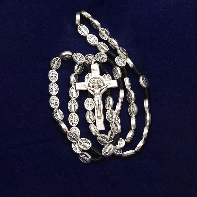 Christianartworkshop St. Benedikt Kruzifix Katholischer Rosenkranz - Schwarze Kordel - image 1