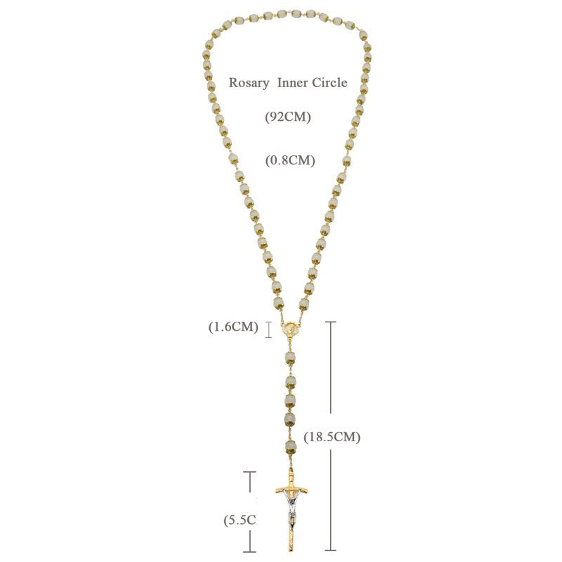 Christianartworkshop Glaube & Nächstenliebe: Katholischer Rosenkranz aus natürlichem weißem Chalcedon - image 6