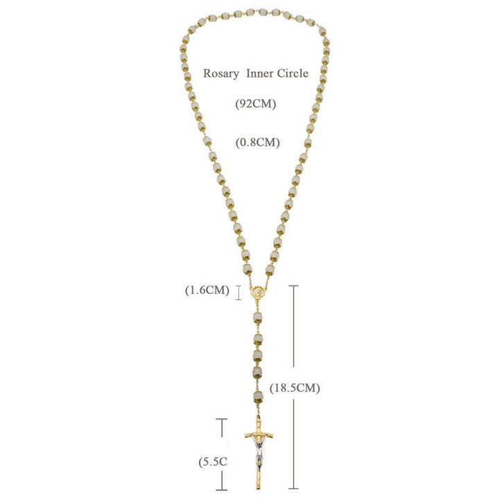 Christianartworkshop Glaube & Nächstenliebe: Katholischer Rosenkranz aus natürlichem weißem Chalcedon - image 6