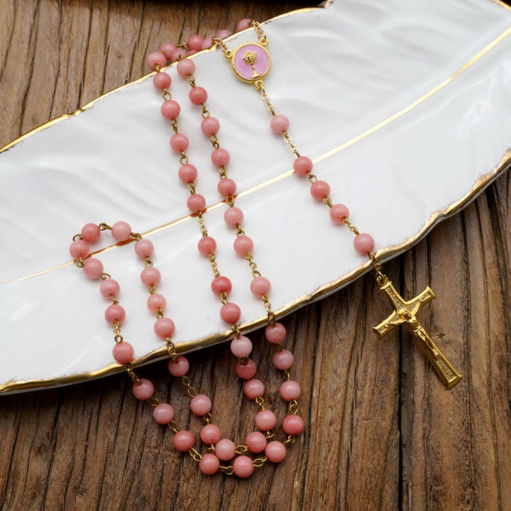 Christianartworkshop Original handgefertigter Rosenkranz aus rotem Chalcedon - image 4