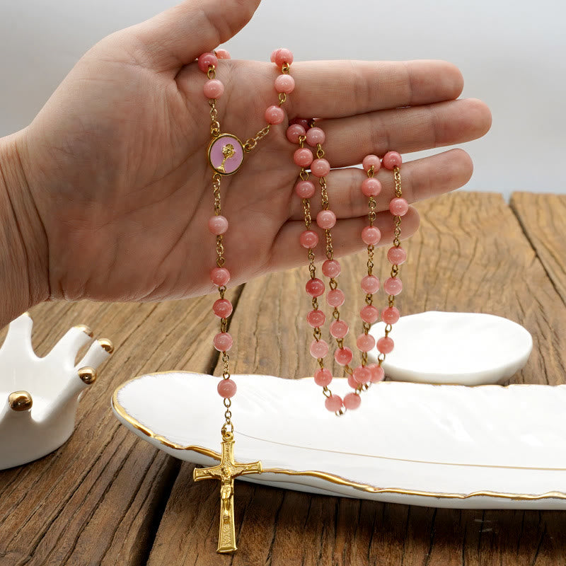 Christianartworkshop Original handgefertigter Rosenkranz aus rotem Chalcedon - image 3