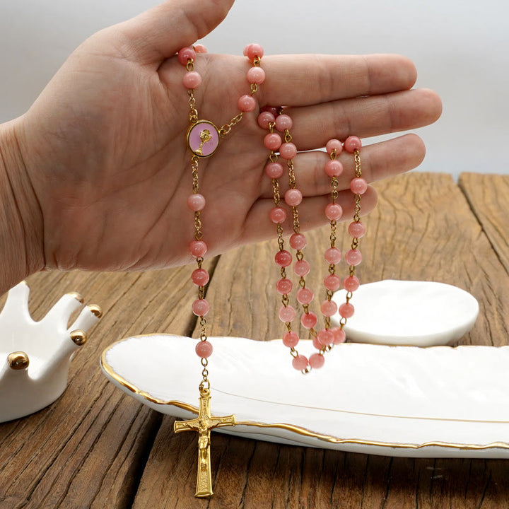 Christianartworkshop Original handgefertigter Rosenkranz aus rotem Chalcedon - image 3
