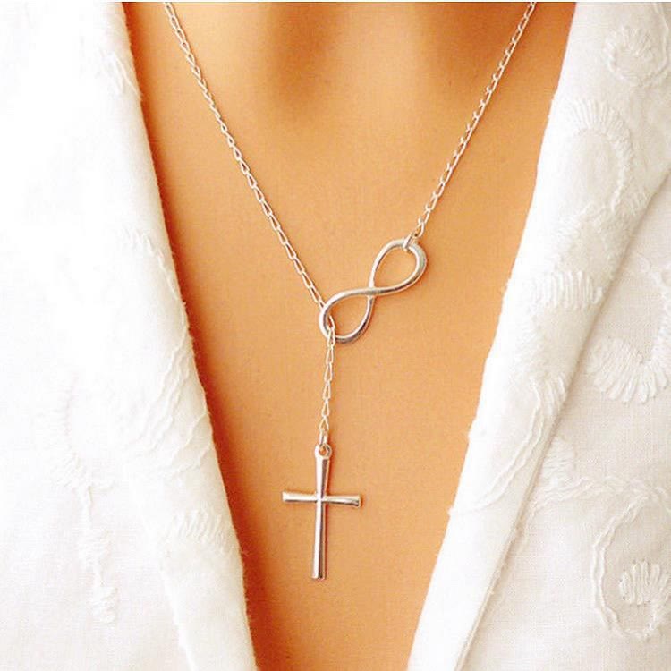 Christianartworkshop Ewiges Unendlichkeitssymbol und Kreuz, Silberkette - Silber - image 1
