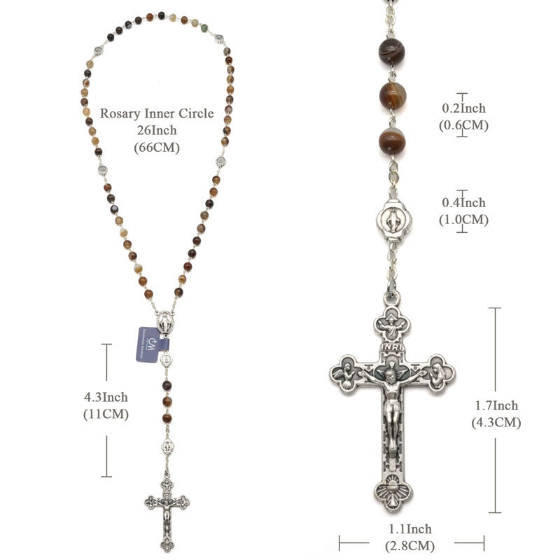 Christianartworkshop Gebetsrosenkranz mit Jungfrau Maria und Achat, mit 5-in-1-Kruzifix