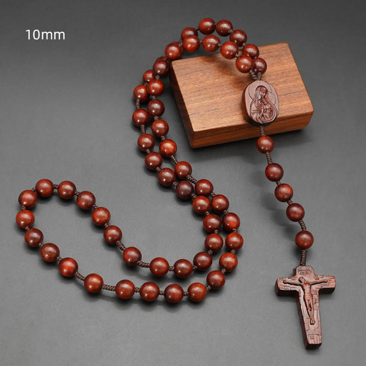 Christianartworkshop Hochwertiger, original handgefertigter Gebetsrosenkranz (rotes Sandelholz/Ebenholz) - image 2