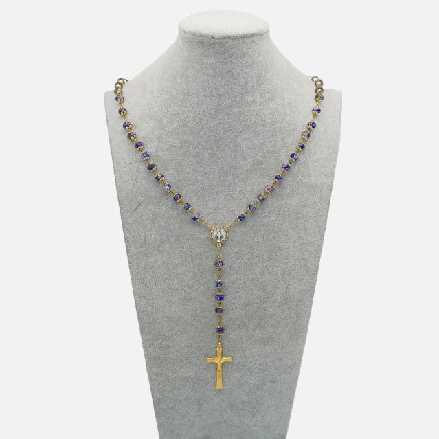 Christianartworkshop Rosenkranz mit glasiertem mehrfarbigem Kristall der Jungfrau Maria - image 4