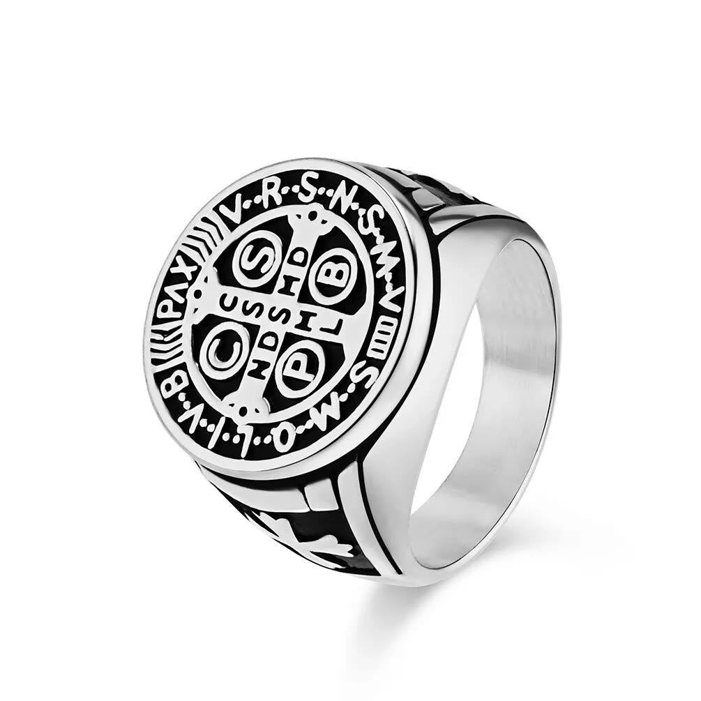 Christianartworkshop Titanring St. Benedikt der Beschützer - US 13 - Stahl - image 8