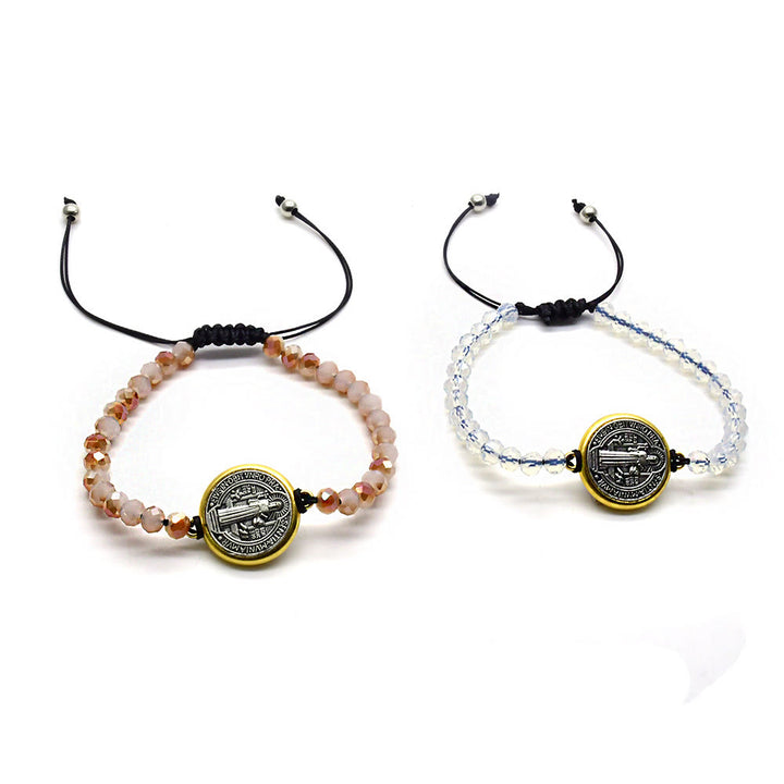 Verstellbares Armband mit Medaille und Kreuzanhänger des Heiligen Benedikt - image 3