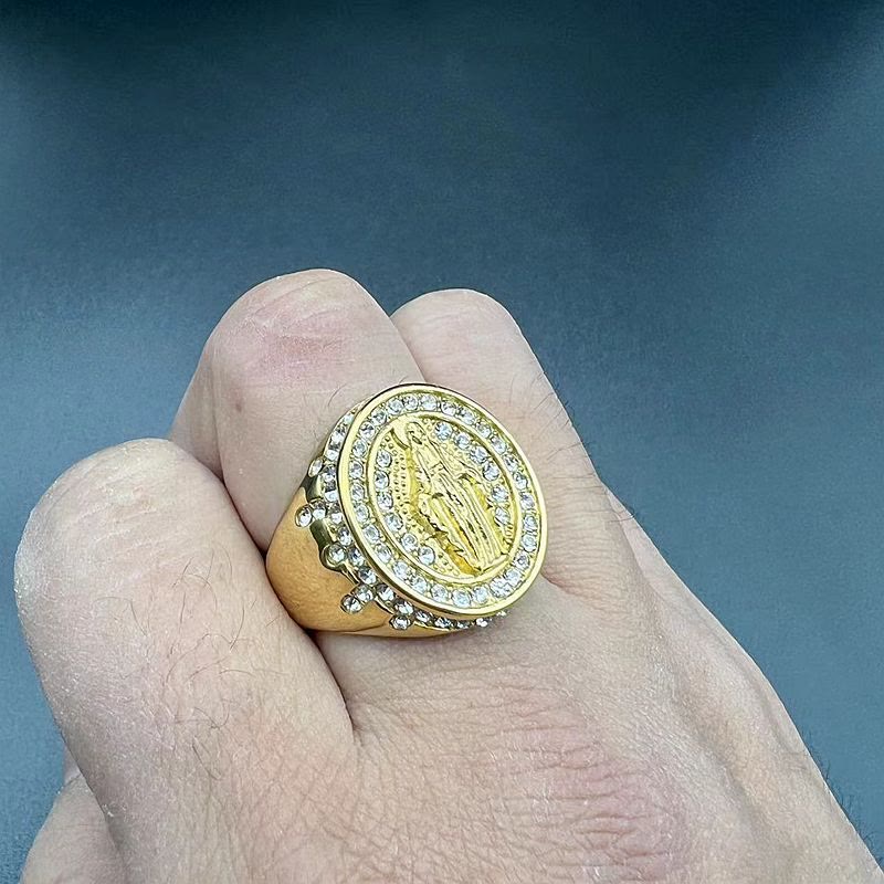Christianartworkshop Katholischer Ring mit der Jungfrau Maria aus Edelstahl - image 2