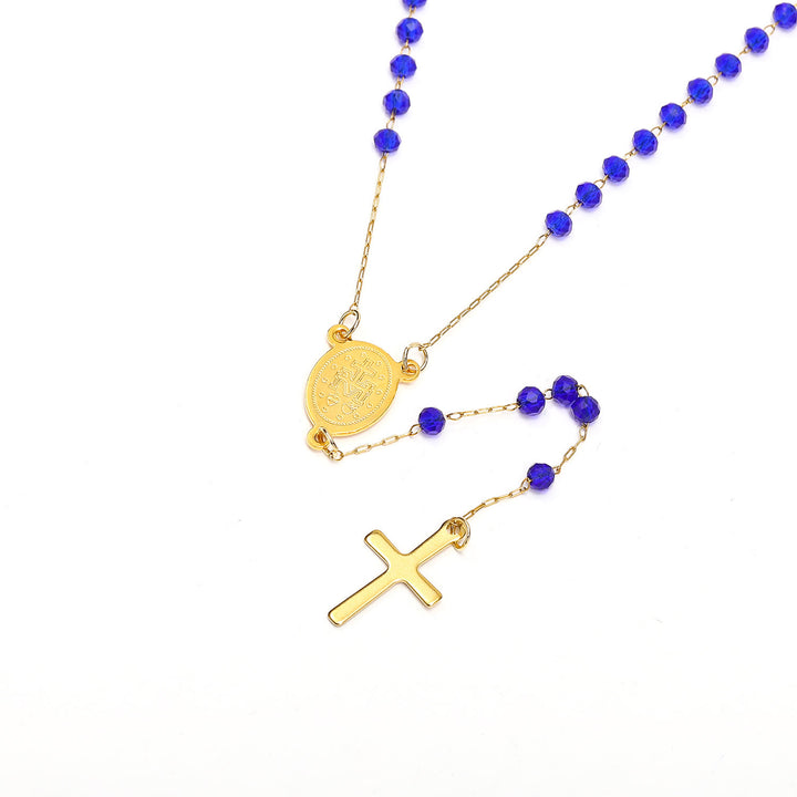 Christianartworkshop Halskette mit Anhänger aus Glasperlen mit Medaille und Kreuz der Jungfrau Maria - image 3
