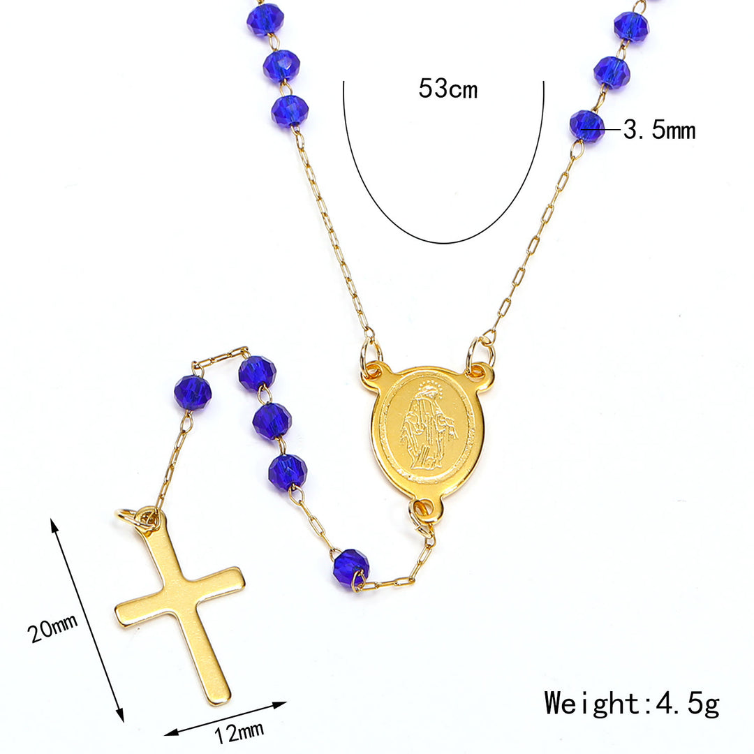 Christianartworkshop Halskette mit Anhänger aus Glasperlen mit Medaille und Kreuz der Jungfrau Maria - image 4