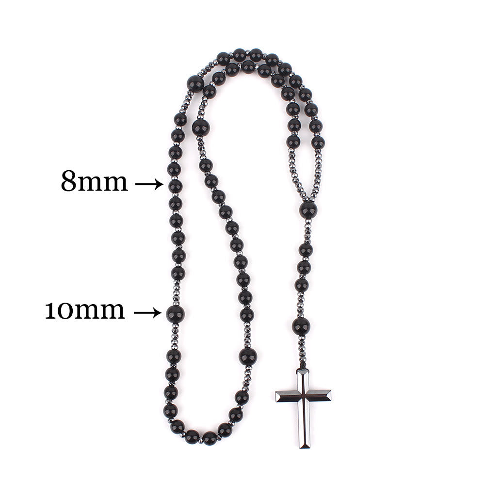 Achat/Tigerauge Steinkreuz Katholischer Rosenkranz - image 8