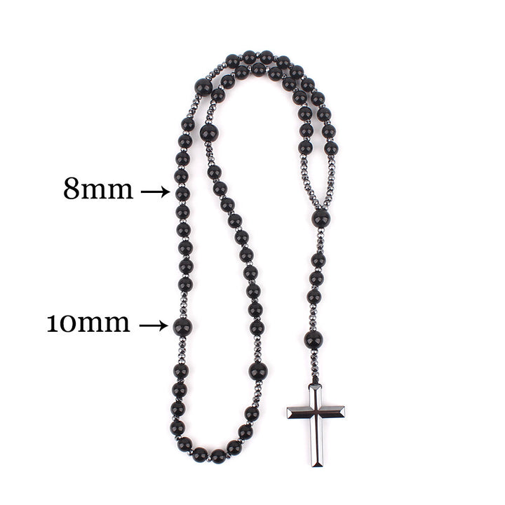 Achat/Tigerauge Steinkreuz Katholischer Rosenkranz - image 8