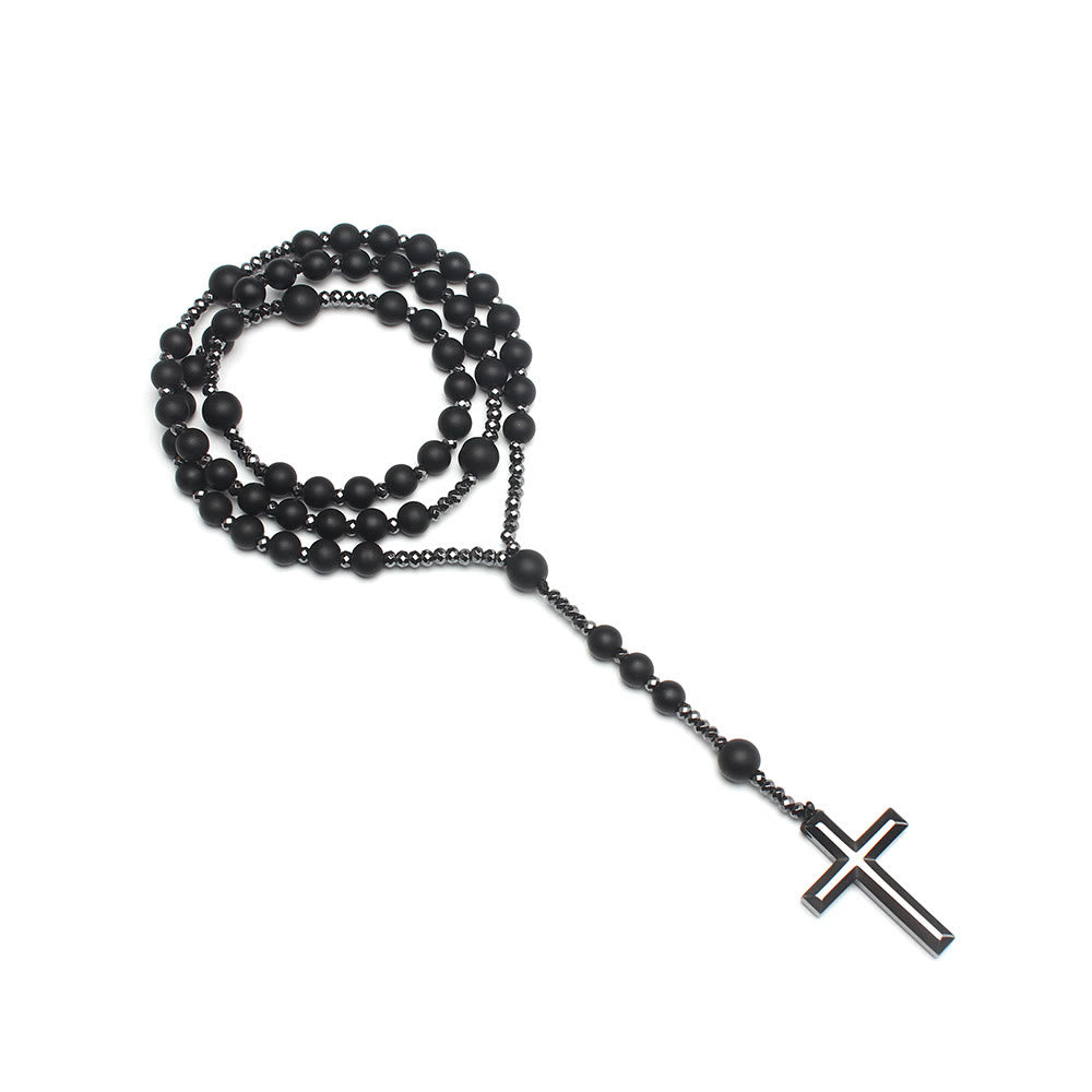 Achat/Tigerauge Steinkreuz Katholischer Rosenkranz - image 10
