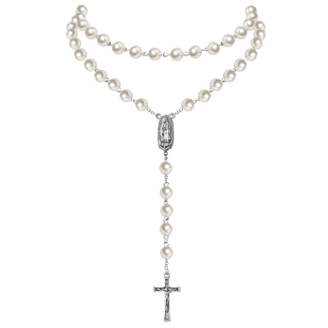 Perlenkette mit Anhänger „Maria-Medaille und Kruzifix“ (4 Farben zur Auswahl) - image 9
