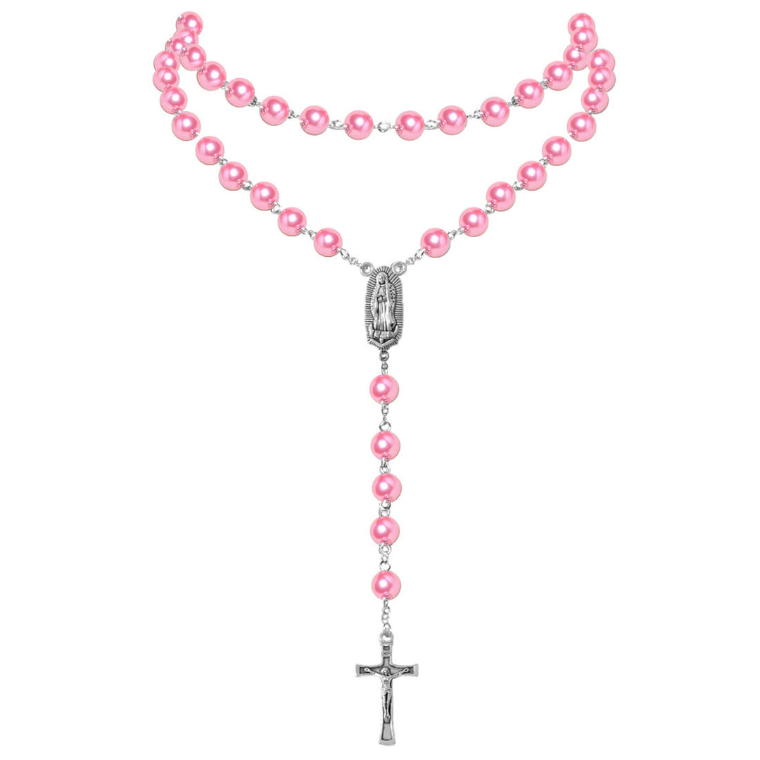 Perlenkette mit Anhänger „Maria-Medaille und Kruzifix“ (4 Farben zur Auswahl) - image 8