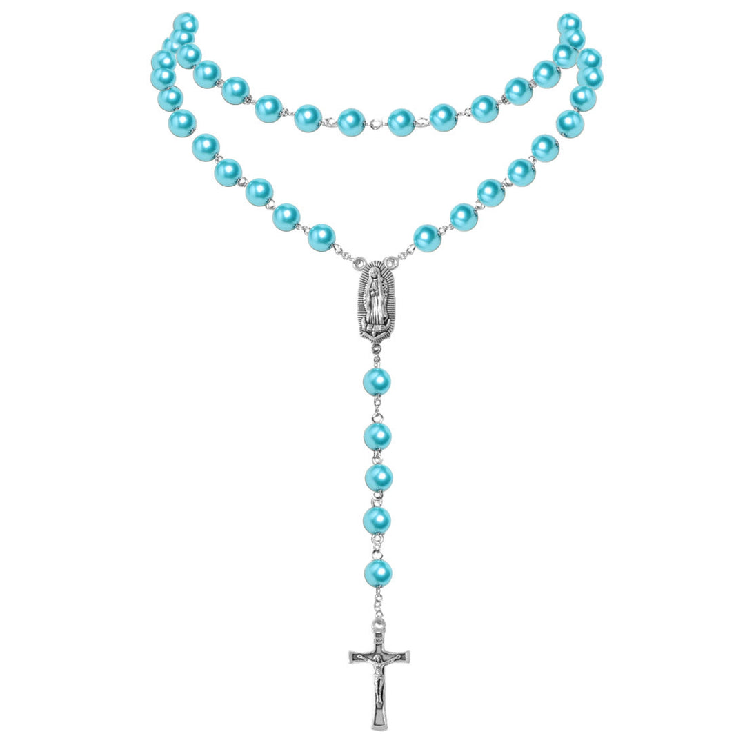 Perlenkette mit Anhänger „Maria-Medaille und Kruzifix“ (4 Farben zur Auswahl) - image 6