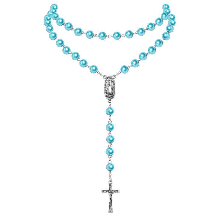 Perlenkette mit Anhänger „Maria-Medaille und Kruzifix“ (4 Farben zur Auswahl) - image 6