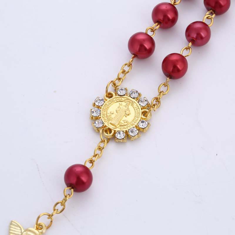 8 mm Goldenes Engels-Charm-Jesus-Rosenkranz-Armband - image 2