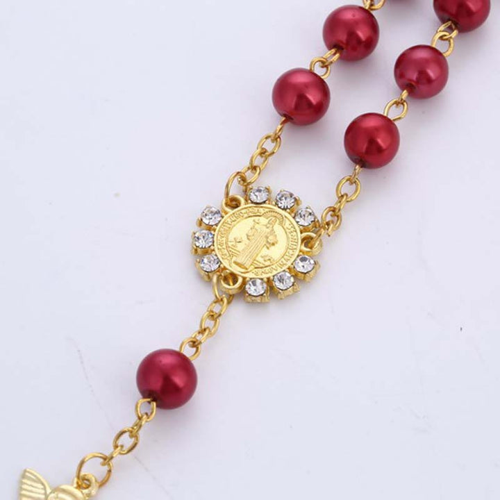 8 mm Goldenes Engels-Charm-Jesus-Rosenkranz-Armband - image 2