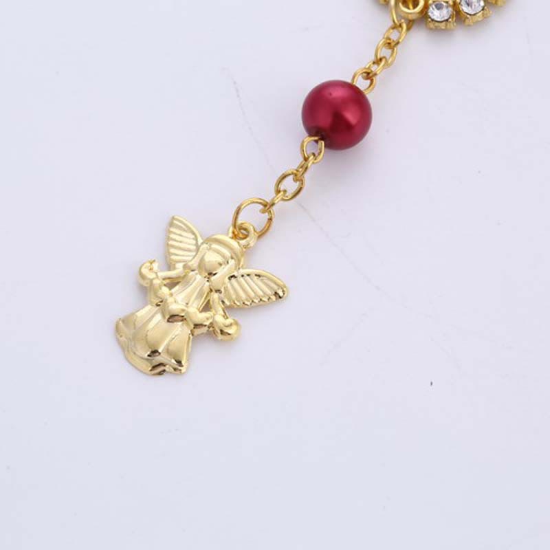 8 mm Goldenes Engels-Charm-Jesus-Rosenkranz-Armband - image 3