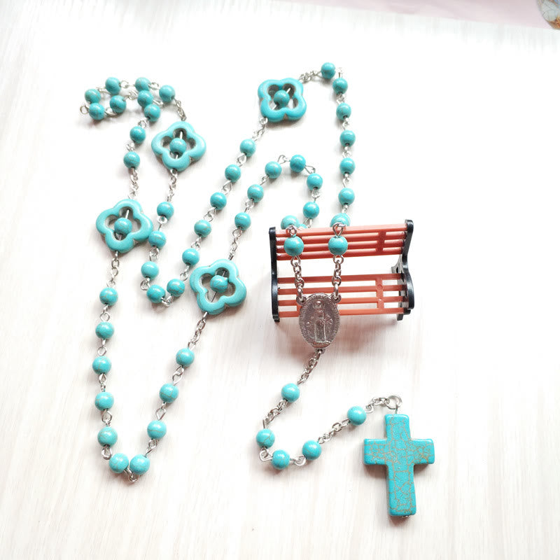Türkisfarbener Kreuz-Segensrosenkranz - Türkis - image 1