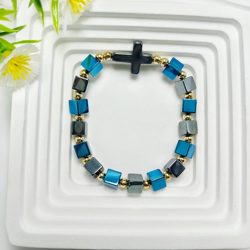 Cross Dazzle Schwarzes Glitzerarmband - Seeblau - image 3