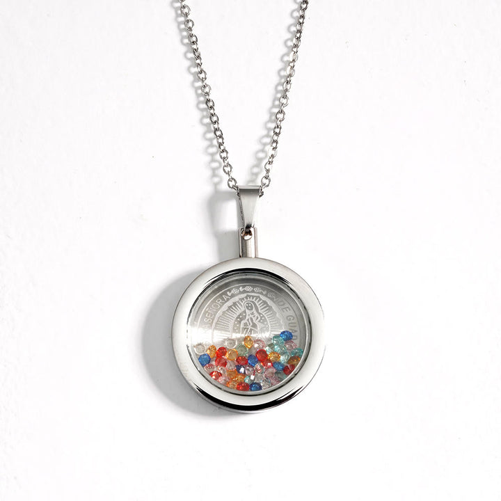 Christianartworkshop Runde, wendbare Halskette aus Gold: Unsere Liebe Frau und der Heilige Benedikt - Jungfrau Maria - Silber - image 3