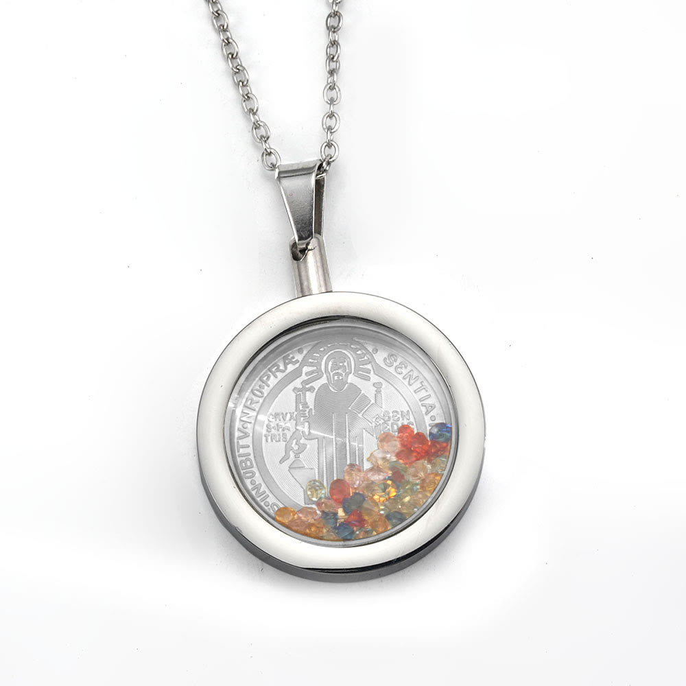 Christianartworkshop Runde, wendbare Halskette aus Gold: Unsere Liebe Frau und der Heilige Benedikt - Heiliger Benedikt - Silber - image 6
