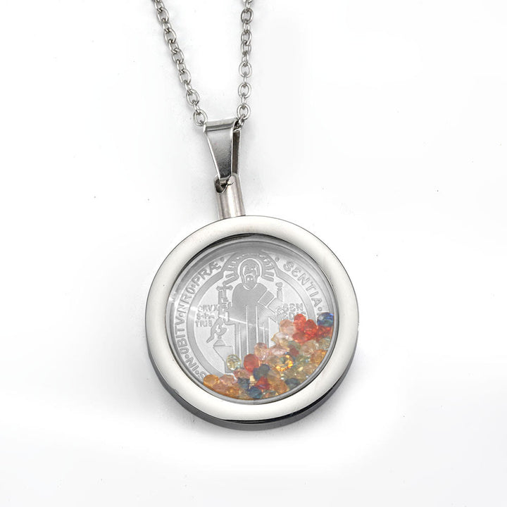 Christianartworkshop Runde, wendbare Halskette aus Gold: Unsere Liebe Frau und der Heilige Benedikt - Heiliger Benedikt - Silber - image 6
