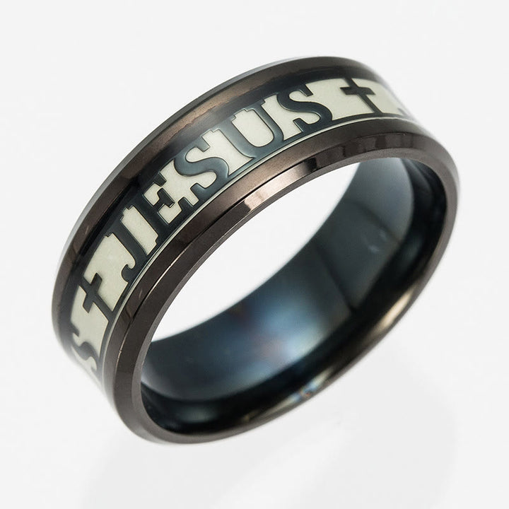 Leuchtender Edelstahlring mit Aufdruck „JESUS“ von Christianartworkshop - image 7