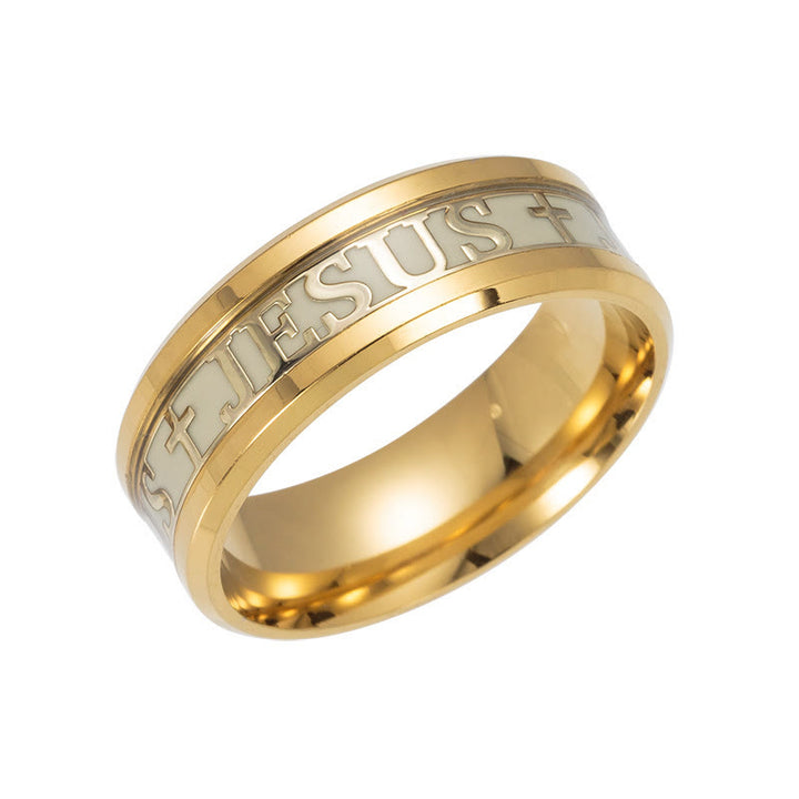 Leuchtender Edelstahlring mit Aufdruck „JESUS“ von Christianartworkshop - image 9