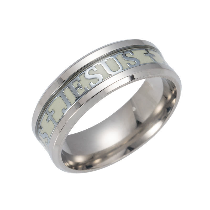 Leuchtender Edelstahlring mit Aufdruck „JESUS“ von Christianartworkshop - US 13 - Silber - image 10