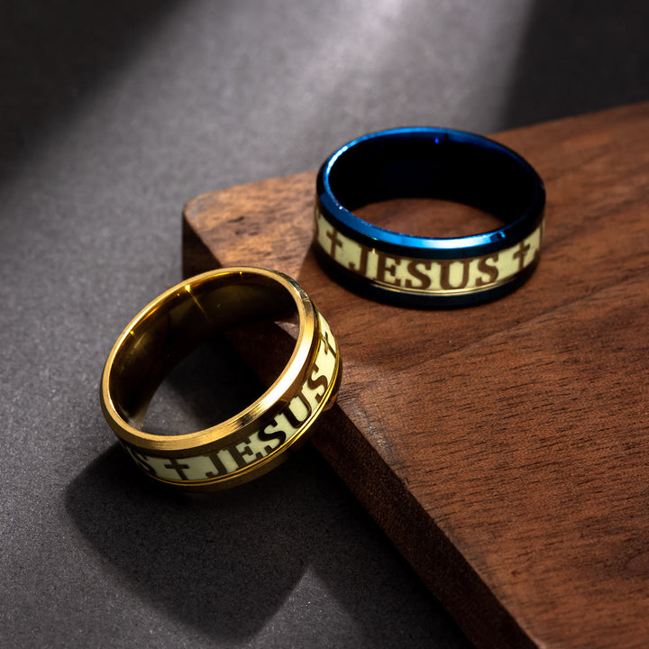 Leuchtender Edelstahlring mit Aufdruck „JESUS“ von Christianartworkshop - image 5