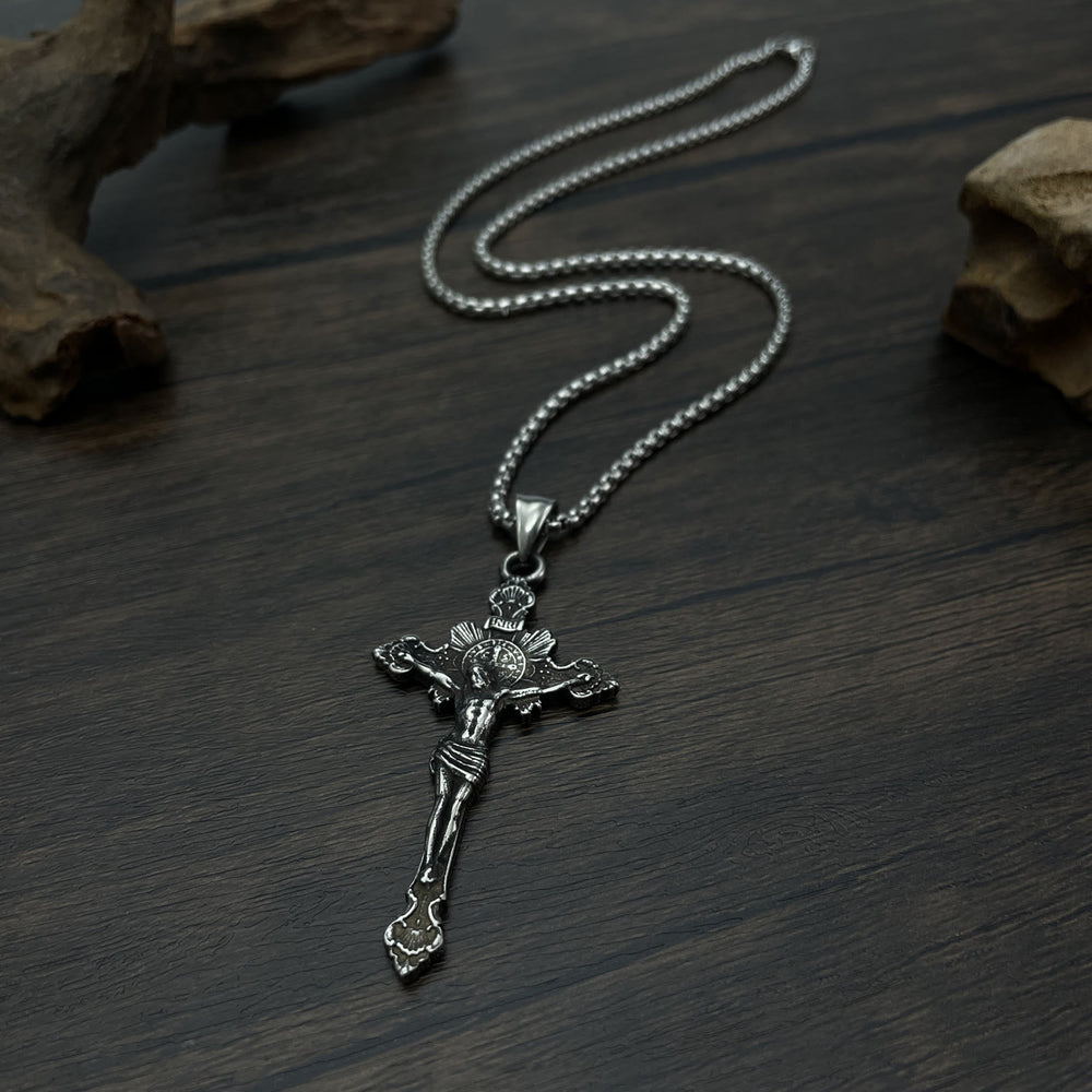 St. Benedikt Symbol Kruzifix Halskette - image 1