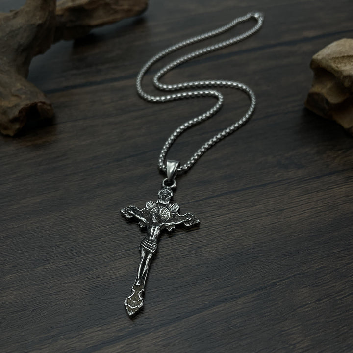 St. Benedikt Symbol Kruzifix Halskette - image 1