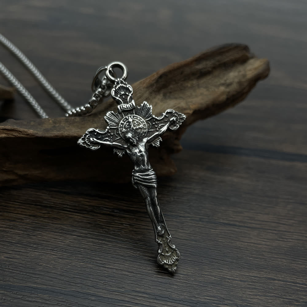 St. Benedikt Symbol Kruzifix Halskette - image 3