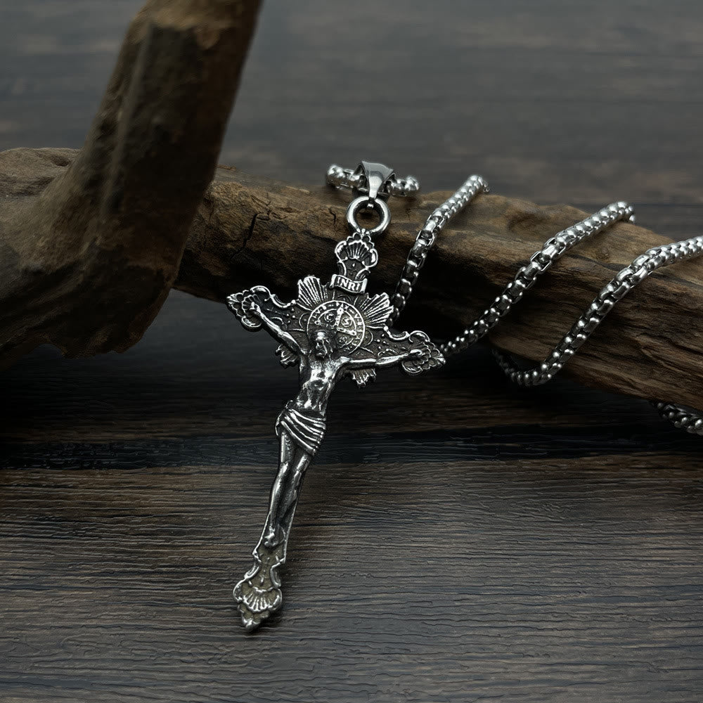 St. Benedikt Symbol Kruzifix Halskette - Metallisch - image 0